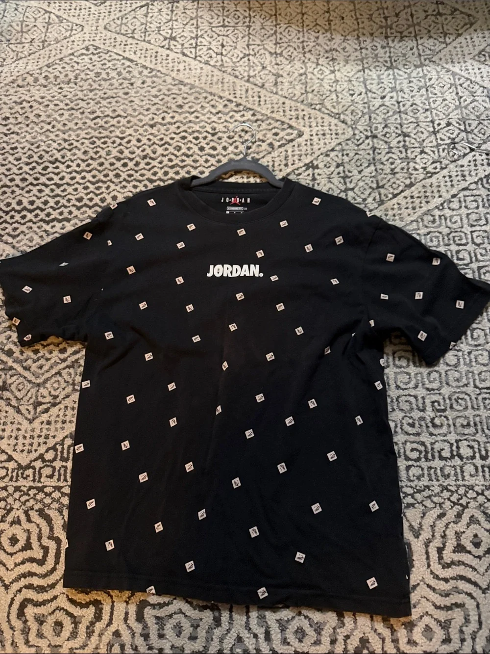 Jordan Black Short Sleeve Logo Tee with All-Over Mini Prints